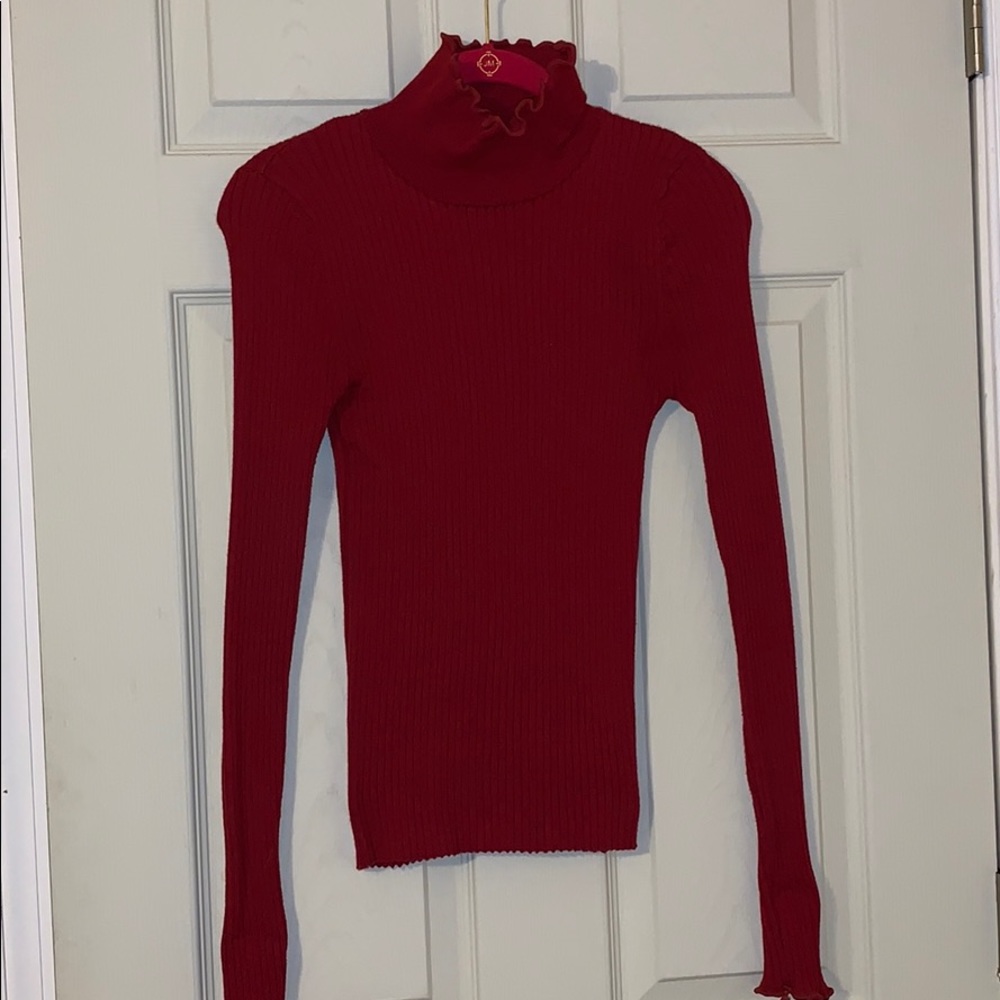 Red turtle neck sweater